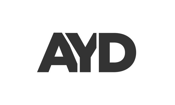 AYD logo design template with strong and modern bold text. Initial based vector logotype featuring simple and minimal typography. Trendy company identity.