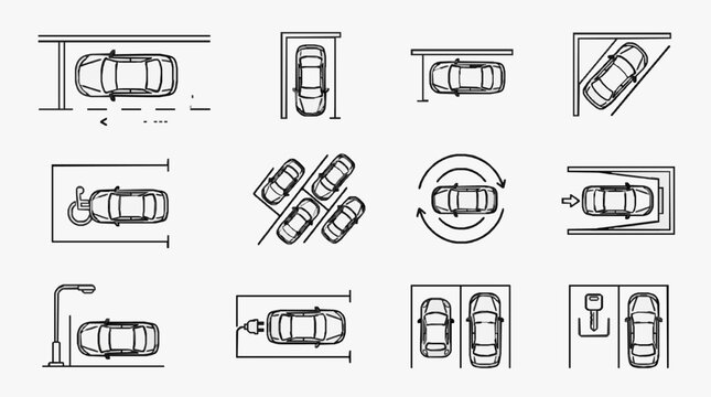 Car Parking and Maneuvering Techniques Diagram for Drivers