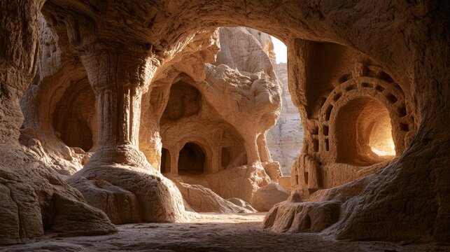 Cave with ancient architecture