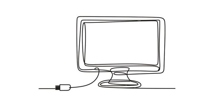 Computer monitor drawn with a single continuous line