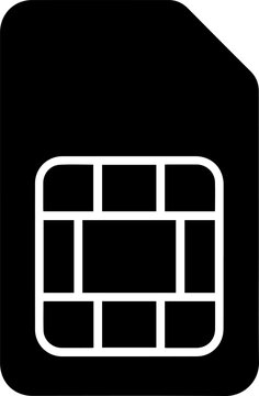 Sim Card Vector Icon Silhouette - Mobile Network Chip Telecommunication Memory