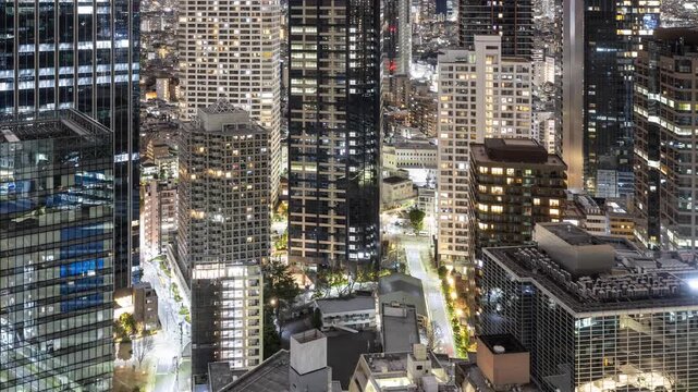 Night time Lapse of Shinjuku, one of the wards of Tokyo Japan.