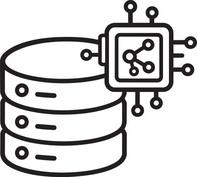 Database Icon with Connected Network Symbol. Data Storage Illustration with Digital Connection Lines and a Node Graphic.