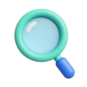 Minimalist 3D magnifying glass search icon in claymorphism style