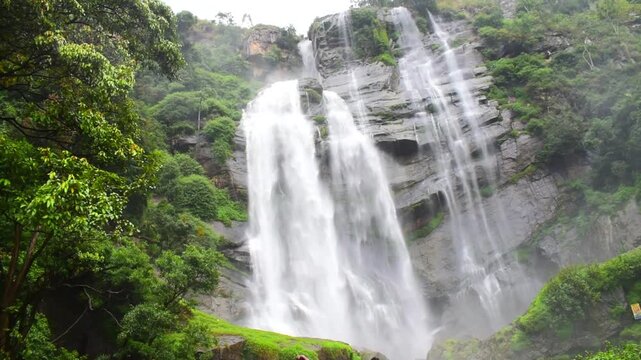 Beutiful waterfall in Sri lanka in monsoon season