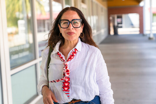 portrait of confident woman in hallway
