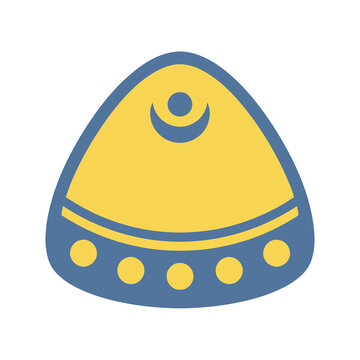 Stylized UFO icon with moon and dots