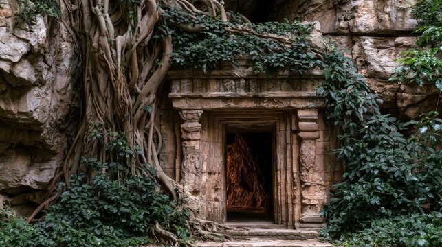 Cave with ancient architecture