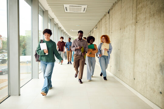 Students at the university hallway
