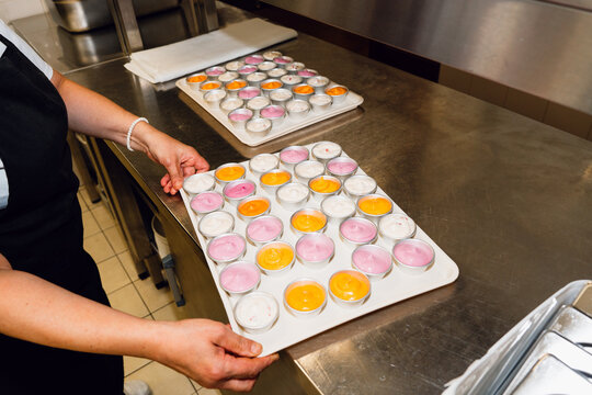 Tray of dessert cups