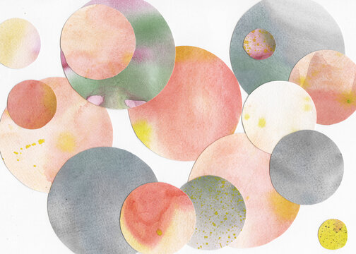 Overlapping Watercolor Circles in Mixed Colors