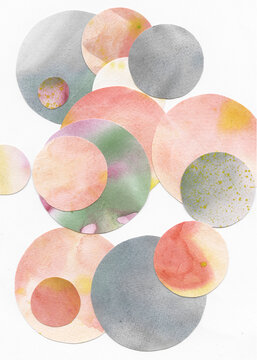 Watercolor Circle Cutouts with Grey and Peach Tones