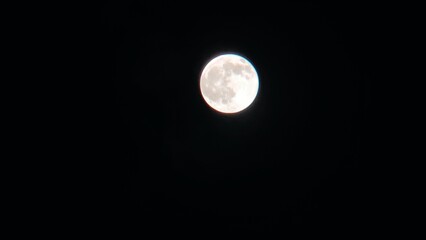 Full moon centered in vast black space capturing lunar detail for nocturnal sky photography and scientific research documentation within academic presentation slides. © MatStudio