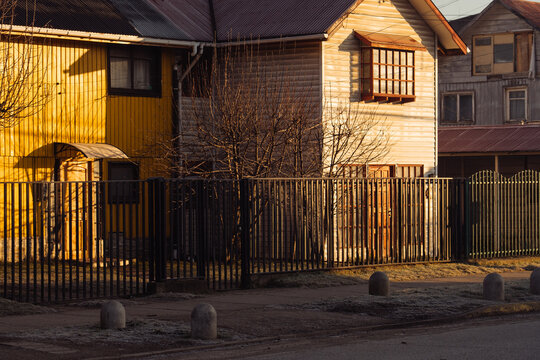 Timber Houses at Dawn Coyhaique