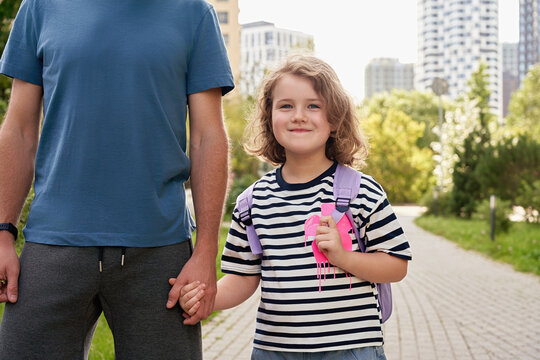 Child walking to school on the first day of school