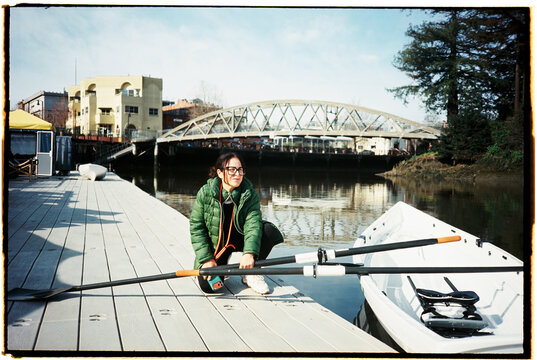 Rowed Dock Bridge River Buildings Film