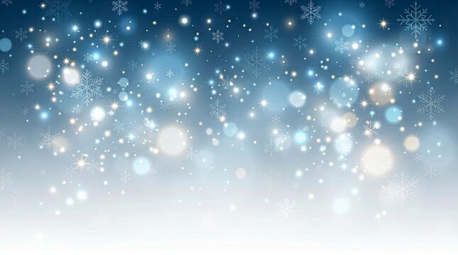 Blue Abstract Bokeh Lights with Snow Like Glows.