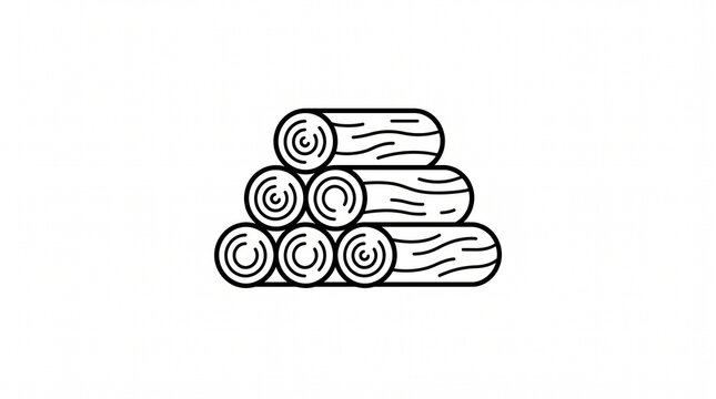 Minimalist wood pile line icon isolated on white background