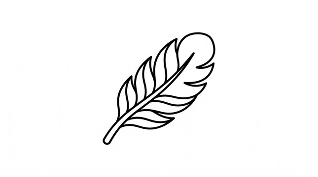 Minimalist turkey feather line art icon isolated on white background