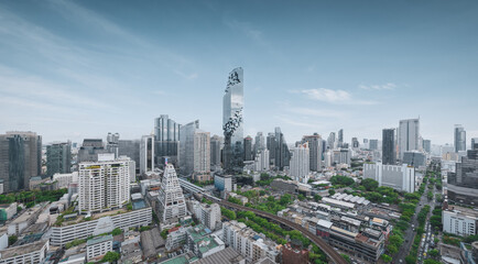 Obraz premium Aerial view of the high-rise skyline of Bangkok, Thailand