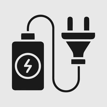 Battery power bank and charging plug vector logo icon
