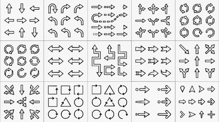Fototapeta premium Comprehensive Collection of Directional and Navigation Arrow Icons Set