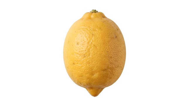 Single fresh whole Meyer lemon isolated on white background, high quality studio photography of yellow citrus fruit for culinary design projects