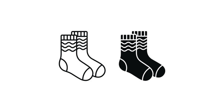 Wavy pattern casual crew socks icon set for retail fashion and textile design.