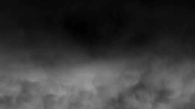 Cinematic white smoke overlay on black background, realistic fog effect for motion and visual effects