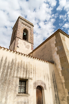 Italy, Sardinia, Barumini.  Architectural detail of the church of the Immaculate Conception.  