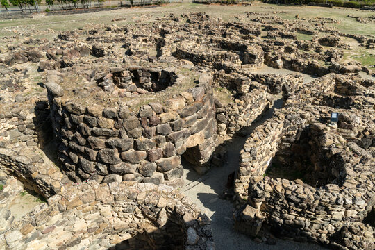 Italy, Sardinia, Barumini.  Monumental quadrilobate Nuraghic complex dating to 14th century BC.  A UNESCO World Heritage site.