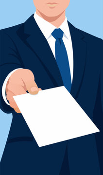 Businessman Offering Blank Form for Client Signature Agreement Contract and Office Service