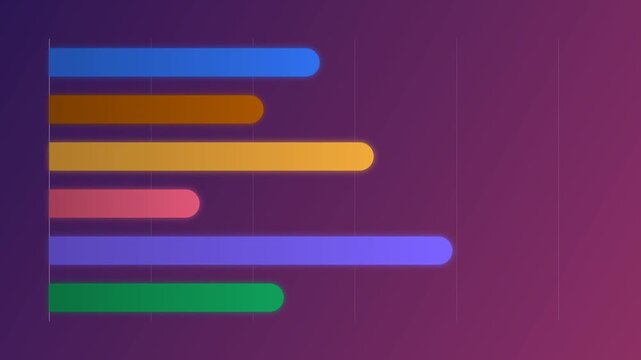 Modern glowing horizontal bar graph for financial analytics data visualization