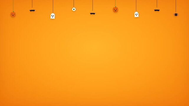 Halloween animated background loop with spooky hanging ornaments