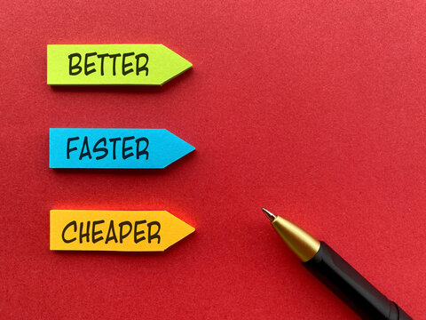 Better Faster Cheaper Business Improvement on Colorful Arrows Concept