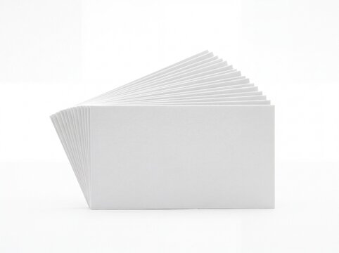 Fanned stack of blank horizontal business cards mockup on white background