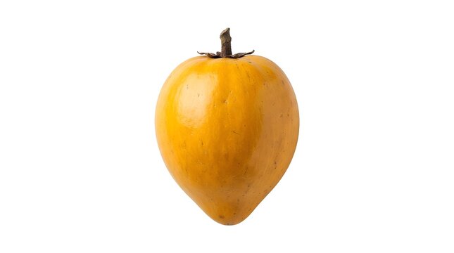 Single Fresh Canistel Fruit Isolated on White Background, Pouteria Campechiana Tropical Eggfruit for Healthy Diet and Organic Food Photography