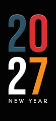 New Year modern flat design background with colorful numbers and bold typography centered © Colorique