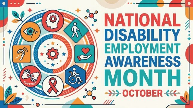 National disability employment awareness month october concept illustration