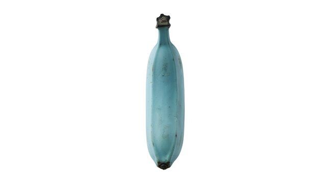 Single Blue Java Banana Fruit Isolated on White Background, Exotic Tropical Fruit with Unique Texture and Color for Culinary Design Projects