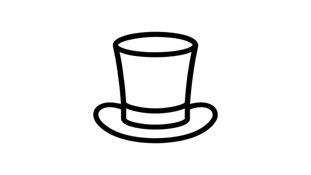 Classic top hat icon outline for formal fashion and magic performances.