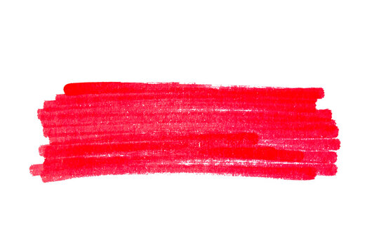 Red hand drawn marker stroke scribble on transparent background