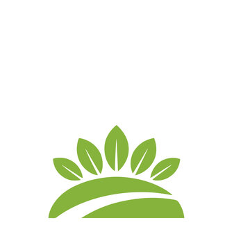 Green hills with leaves logo