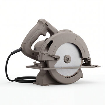 3D monochrome industrial power circular saw icon for carpentry and woodworking