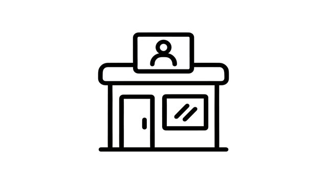 Small store business icon with user avatar for retail shop management.