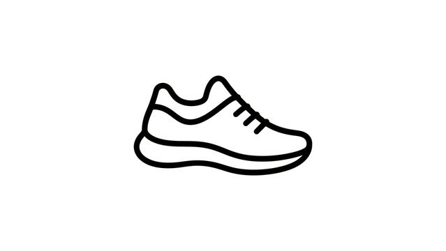 Running shoe icon black outline footwear for sports and athletic activity.