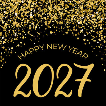 Happy New Year 2027. Holidays typography poster. Vector template for banner, sign, greeting card, invitation, etc.