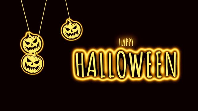 happy halloween animated text background orens neon happy halloween  4k looping 60 fps