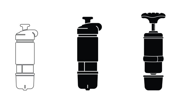 Water bottle and a corkscrew vector illustration for hydration and wine opening.