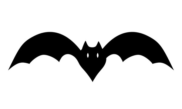 Halloween bat silhouette isolated on white. Vector template for banner, poster, flyer, shirt, mug, logo design.